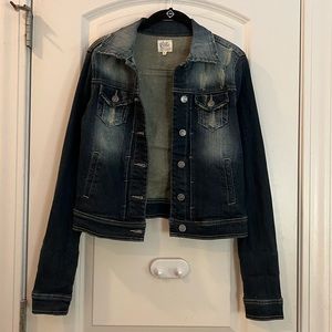 Cello Dark Wash Distressed Jean Jacket